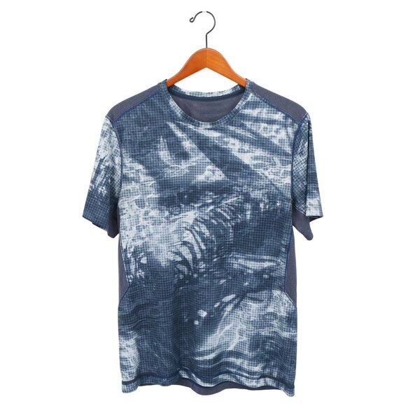 Lululemon Suns Out Short Sleeve Shirt Pool Side White Deep Navy M - Picture 5 of 8